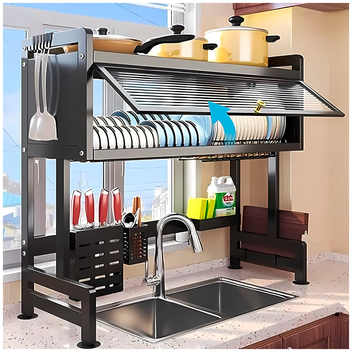 Rack escurridor de platos black 85 cm