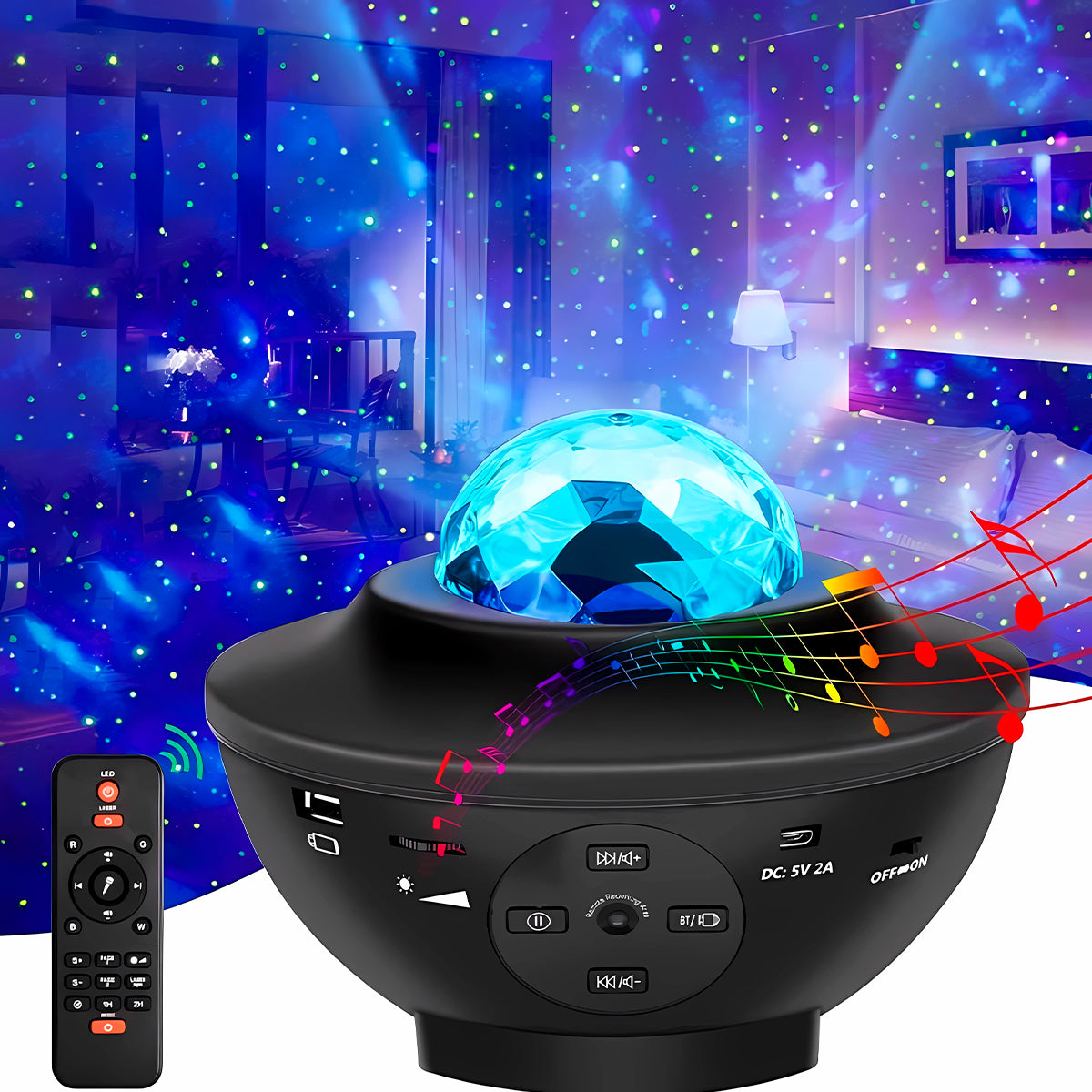 Proyector de Luces Galaxia y Estrellas Parlante Bluetooth