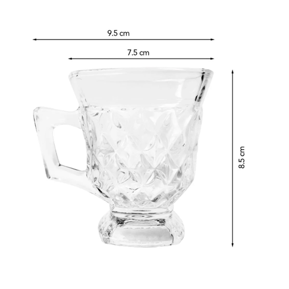 Set juegos de 6 tazas de vidrio labrado para café y te