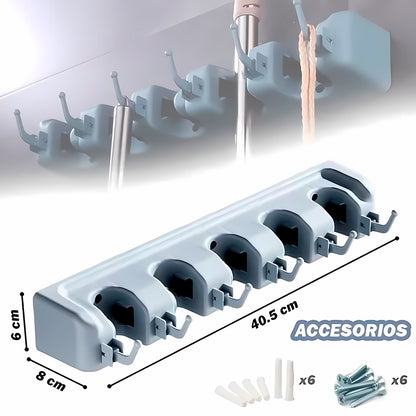 Soporte organizador de escobas 5 espacios