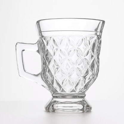 Set juegos de 6 tazas de vidrio labrado para café y te